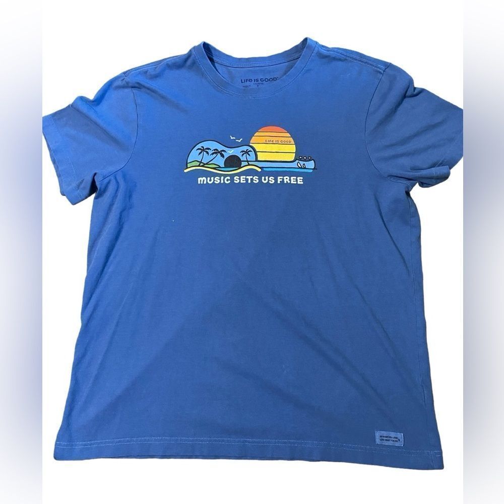 Life is Good Music Sets Us Free Guitar Tshirt